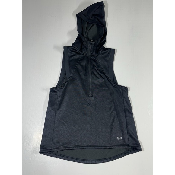 Under Armour Tops - Under Armour Cold Gear Hooded 1/2 Zip Fleece Vest Womens Medium Black Loose